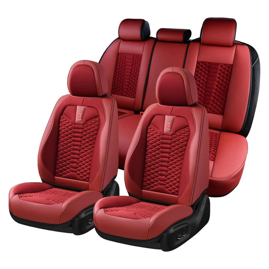 5 for Fit Auto Fabric Universal Breathable Seat Red Covers Car Sedans Seat Set Women, Pickup Most SUV Leather Back Front Car Trucks Seats Interior Full & Protectors, Coverado