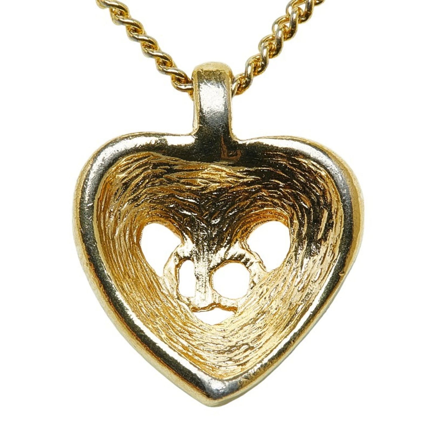 Pre-Owned (Good) Dior Heart Christian CD Plated Dior Rhinestone Gold Women's Necklace