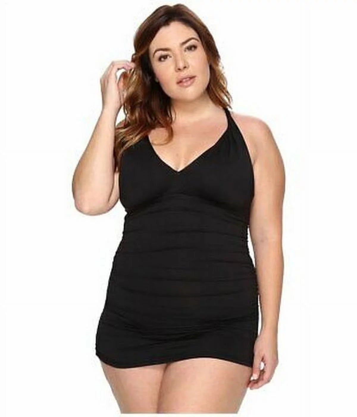 Size 18W/Black Halter Lauren Lauren Tummy-Control dress, Swim Ralph 18W: