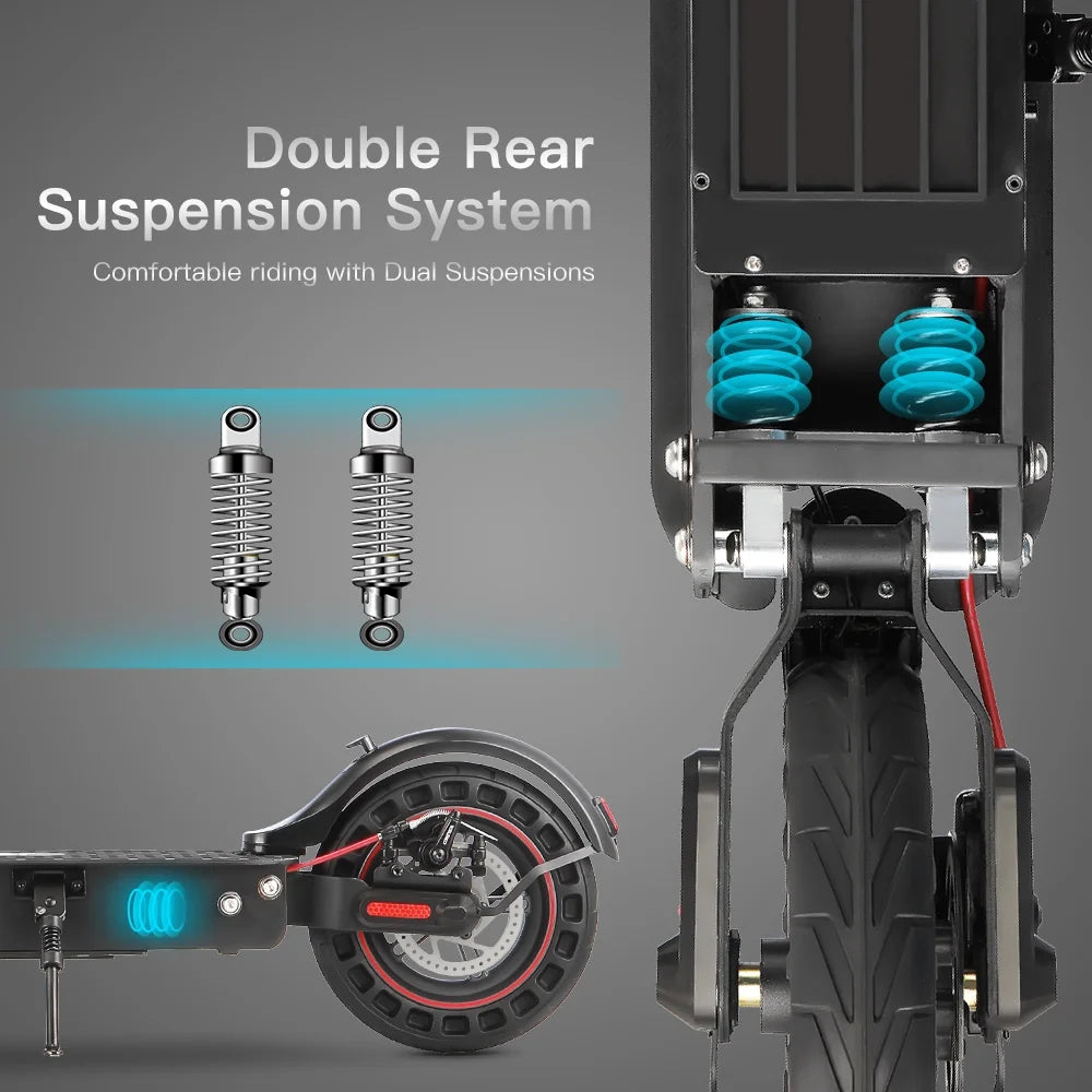 500 Solid System Commuting 18-25 Max with Max In Battery W Portable Foldable Double km, Speed Electric Scooter, iScooter Adults,10 for Miles Motor Tires, Braking and Long-Range 30