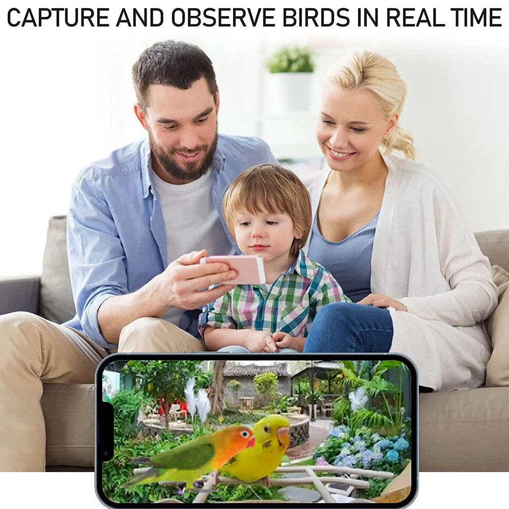 Smart Cards Video, Bird Watching for Bird Feeder Species, 1080P WIFI Auto Capture Notification, Bird IP65 Camera Identify TF Waterproof Bird moobody Real-time Enthusiasts Motion Detection, AI 128G