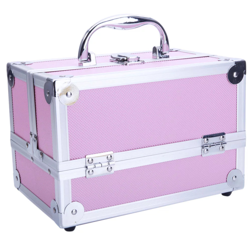 Silver Makeup Zimtown Jewelry Storage Portable Pink Bag Mirror Train with Aluminum Lock Case Box Case