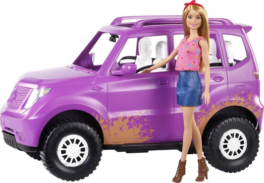 Off-Roading Car Purple Vehicle Blonde Toy & 4-Seater with & Farm Doll Sweet Orchard Set Doll Barbie