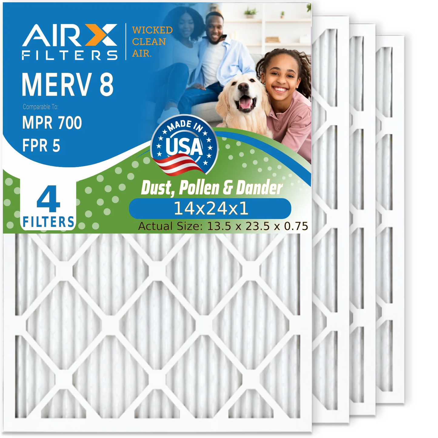 Air Premium CLEAN MERV 4 8 AIRX MPR Pleated AC Filters FPR Conditioner USA Furnace Filter 5 to Filter FILTERS 14x24x1 14x24x1 HVAC WICKED by & Air Electrostatic Made 700 AIR. Pack Comparable