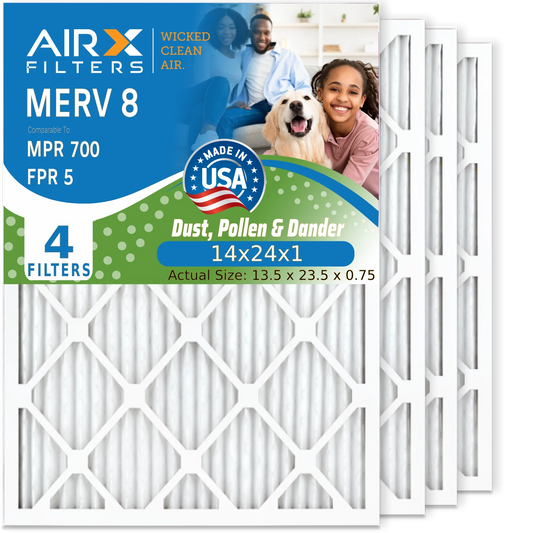 Air Premium CLEAN MERV 4 8 AIRX MPR Pleated AC Filters FPR Conditioner USA Furnace Filter 5 to Filter FILTERS 14x24x1 14x24x1 HVAC WICKED by & Air Electrostatic Made 700 AIR. Pack Comparable