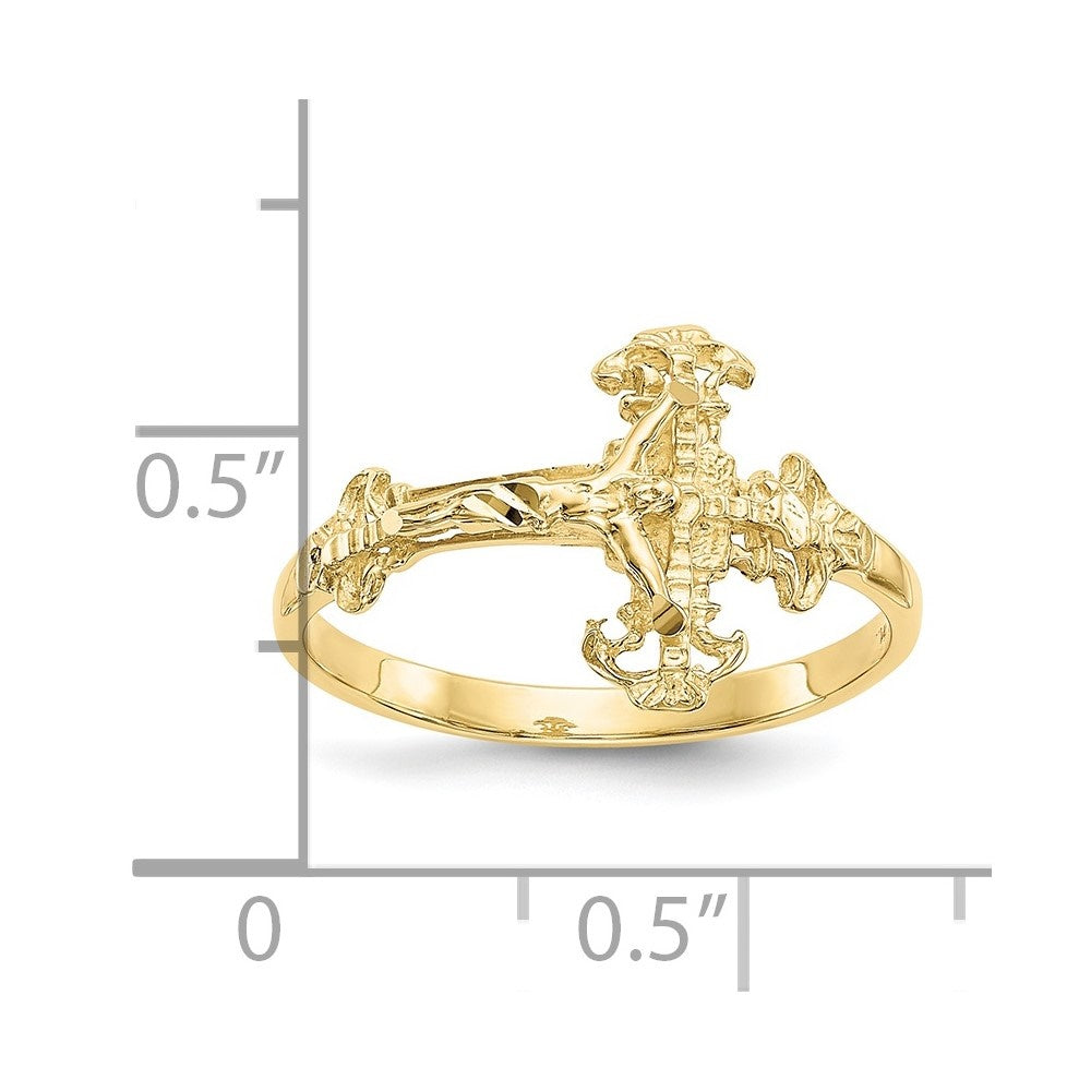 Auriga Diamond-cut Ring Size- Fine Cross Yellow for Women Jewelry Crucifix 6 10K Gold