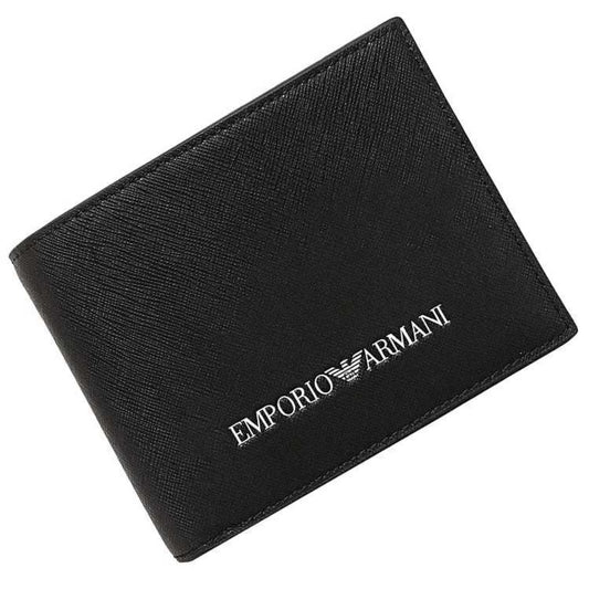 men's Emporio New) Armani (Like EMPORIO black leather Y4R165 wallet white folio ARMANI Pre-Owned