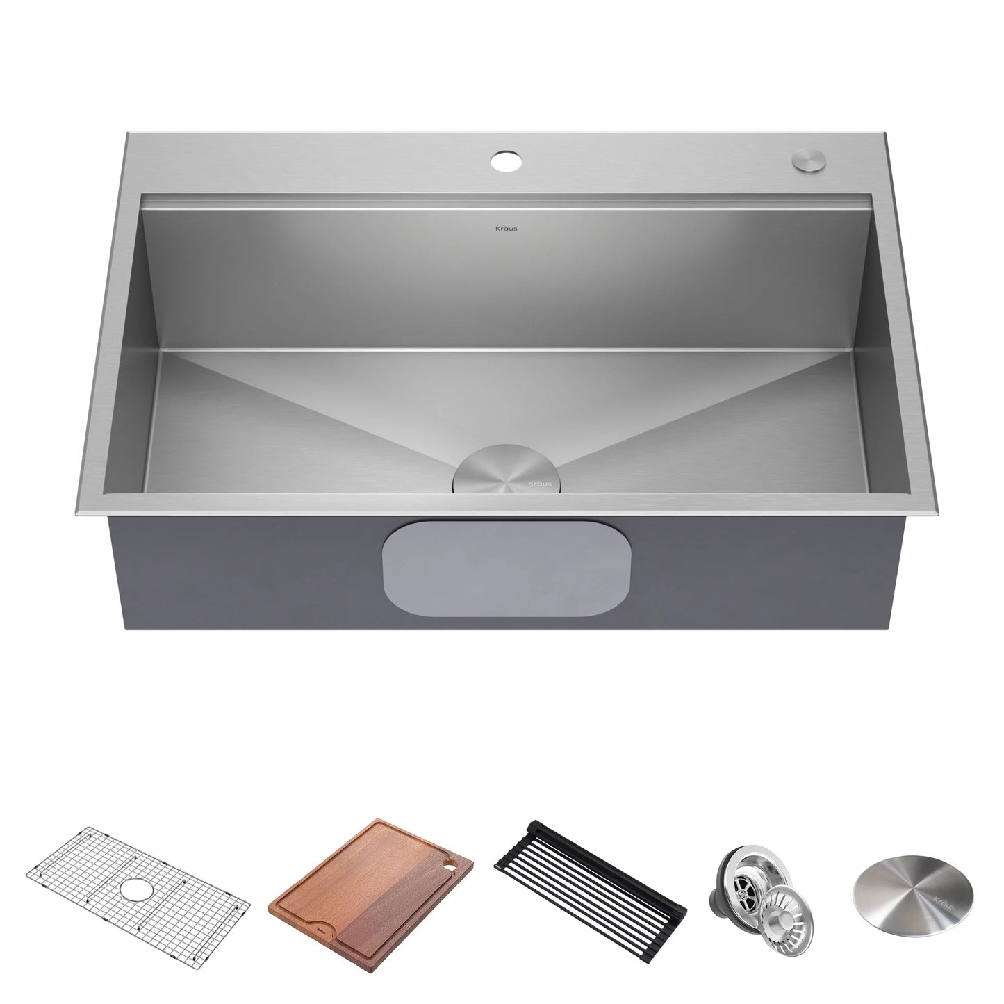 with Undermount Sink Accessories Single Drop-In / Stainless Gauge Bowl Steel in. Kore Kitchen Workstation16 33 Kraus