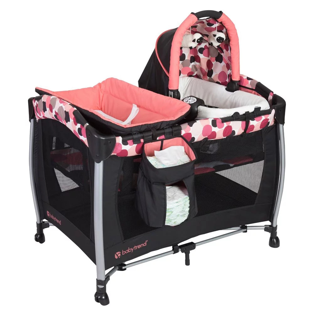 Dotty Infant Pink Center, Play Resort Spacious Nursery Portable Trend Baby Elite