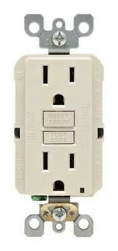 Outlet 1 amps Almond 5-15R Light 125 Leviton GFCI Duplex volt SmartlockPro pk 15