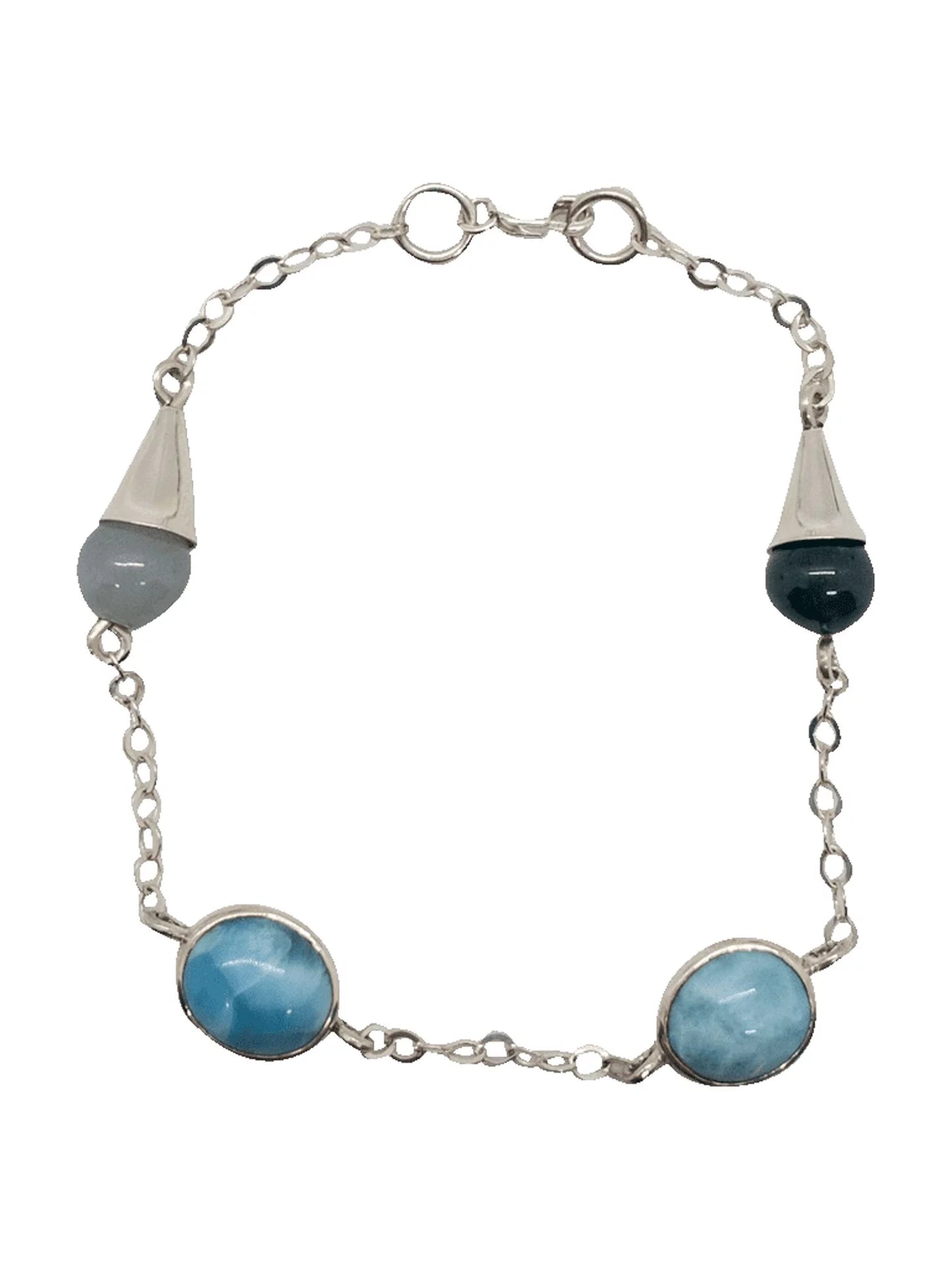 and Jade 925 Women Sterling Silver Bracelet Larimar Handmade