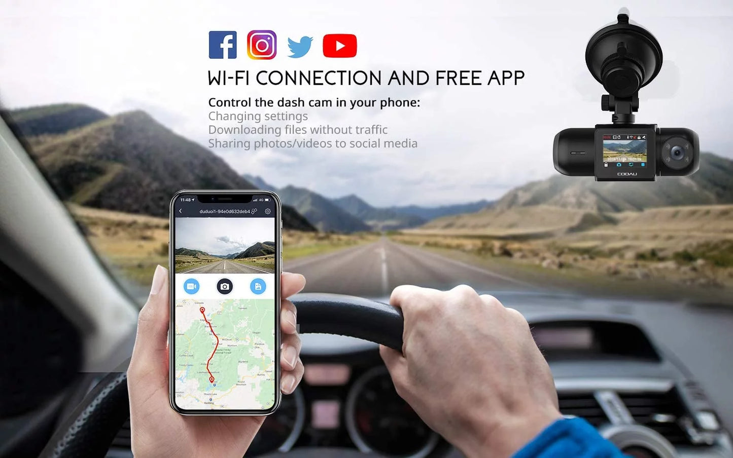 and with Dash Dual LEDsG-Sensor, Wi-Fi Recording (D30) Uber Front IR Cam, GPS Mode, Inside Parking Infrared Sensor, Recorder Loop Built-in Sony 4 Night Vision, Camera FHD Supercapacitor, Car 1080P