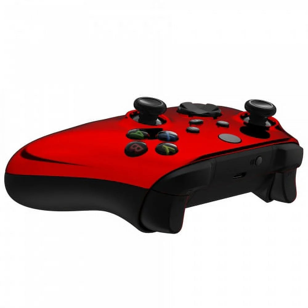 (with jack) Custom Design "Chrome One X Unique Controller Xbox UN-MODDED 3.5 Red"