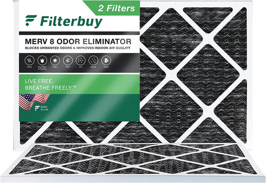 17x25x1 Air Filters with Pleated MERV Eliminator (2-Pack) HVAC Activated Filterbuy Carbon Furnace AC 8 Odor