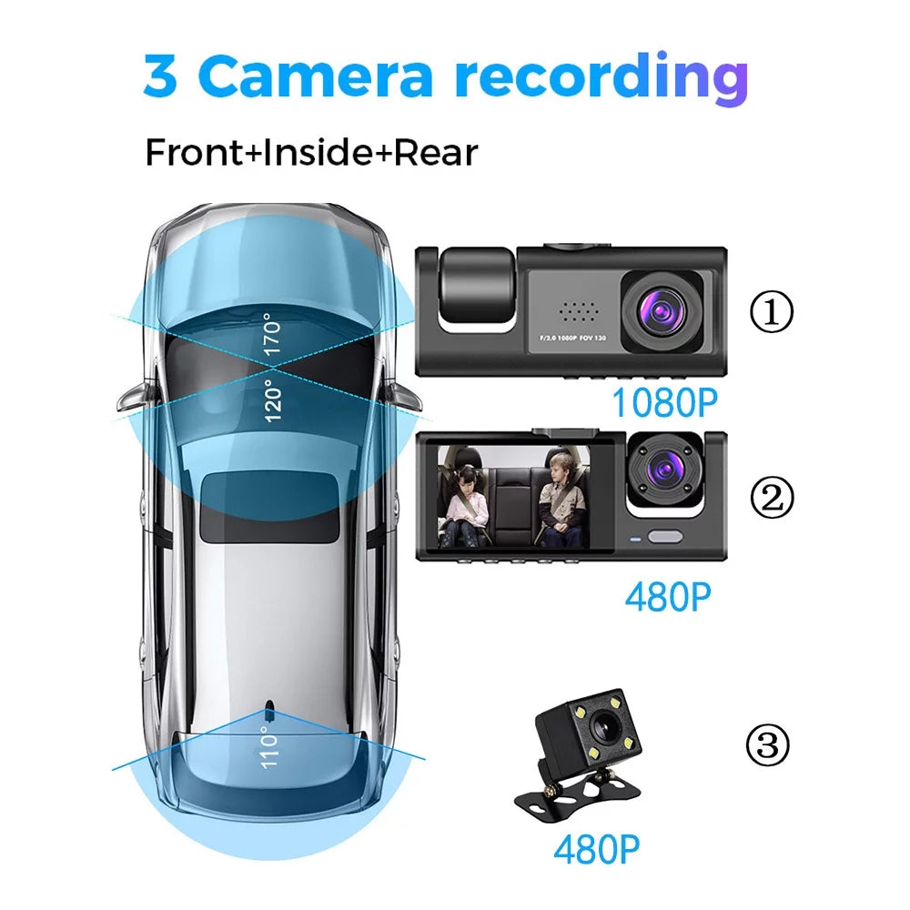 Rearview Dash Cam Recording, Clear Recorder Nebublu for Mirror Multi-Language Driving Safety Car with Auto