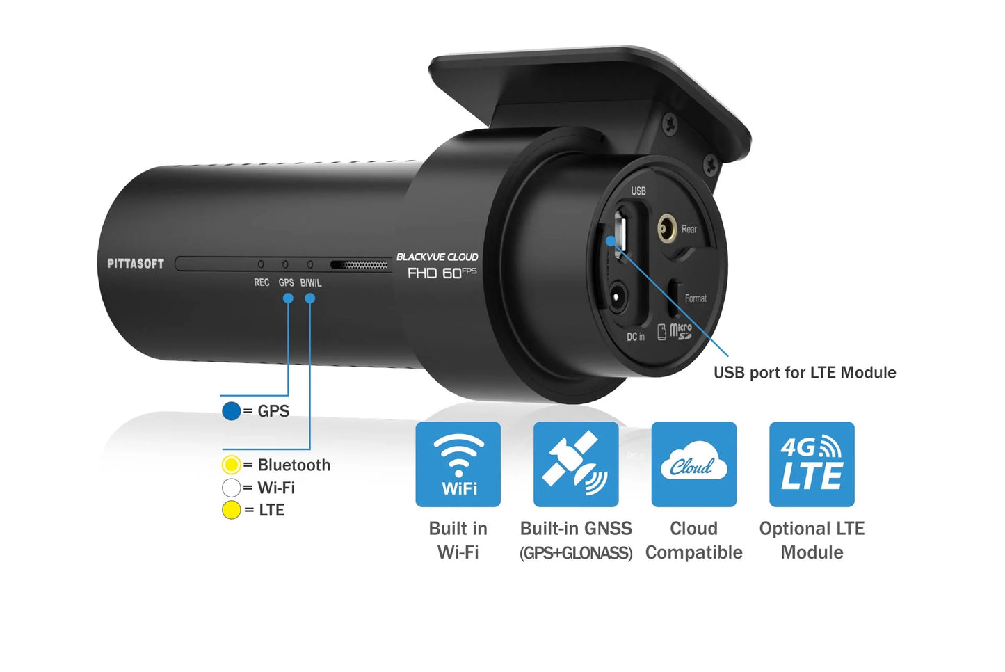 Waterproof & Card BlackVue DR770X-2CH-TRUCK Exterior Cam 60FPS Dash 1080p | Cloud-Ready With + GPS Front 256GB WiFi