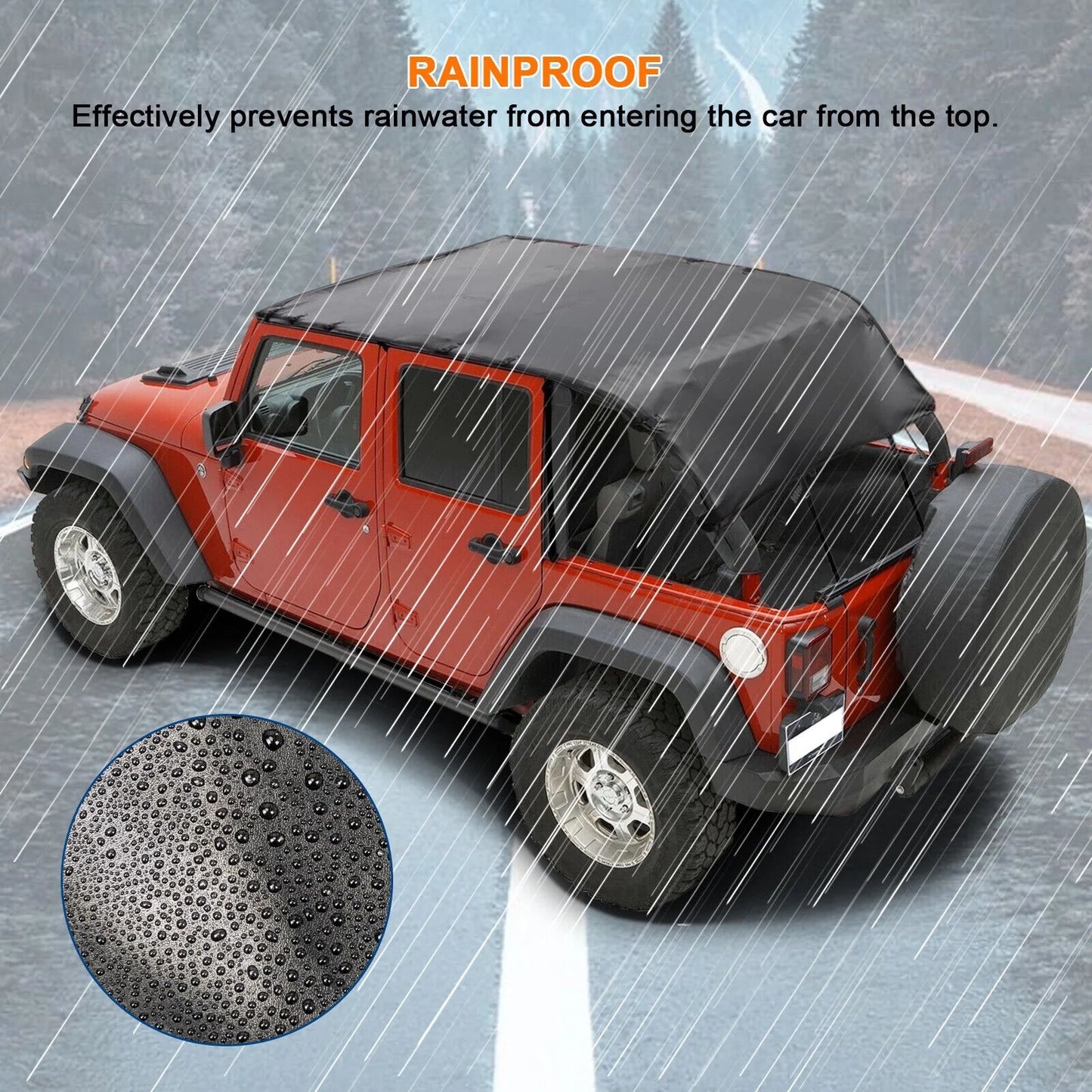 2007-2017 Anti-UV Top Roof Top Wrangler Soft Cover Black Bikini Extended JK PU 2-Door Top Jeep for Leather