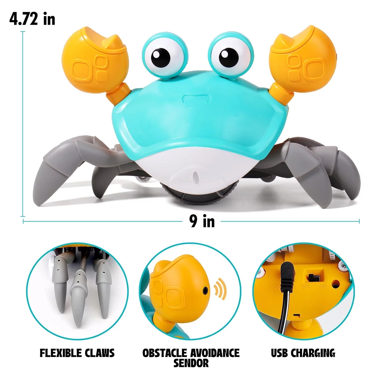 Music for Light Time Crawling Babies Learning with Baby – Toys Cute Sensory Functions Toy Toys – for Boxgear Tummy Toy Baby and Crab Development, Baby Interactive Crawling –