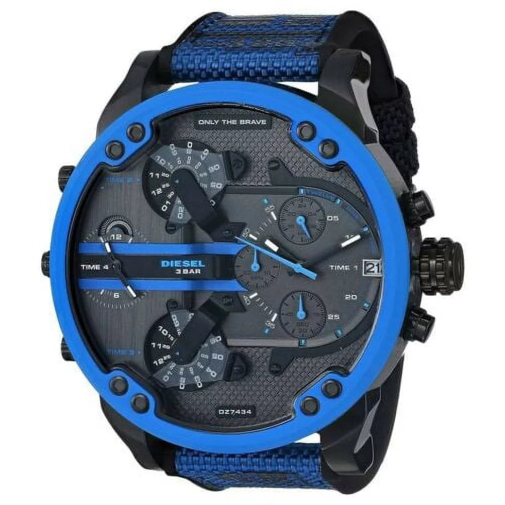 TIME MR. DZ7434 NEW BLUE 4 NYLON WATCH BLACK DIESEL CHRONOGRAPH MEN'S 2.0 DADDY