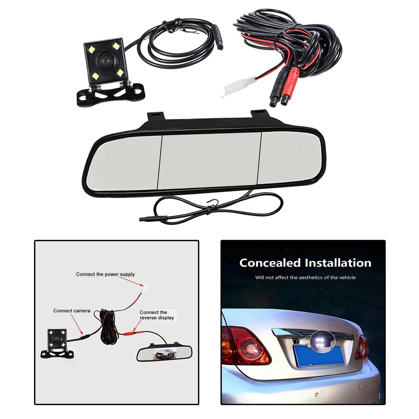 Video with Monitor Car Display Camera Rearview Inch 5 Mirror Reversing Auto