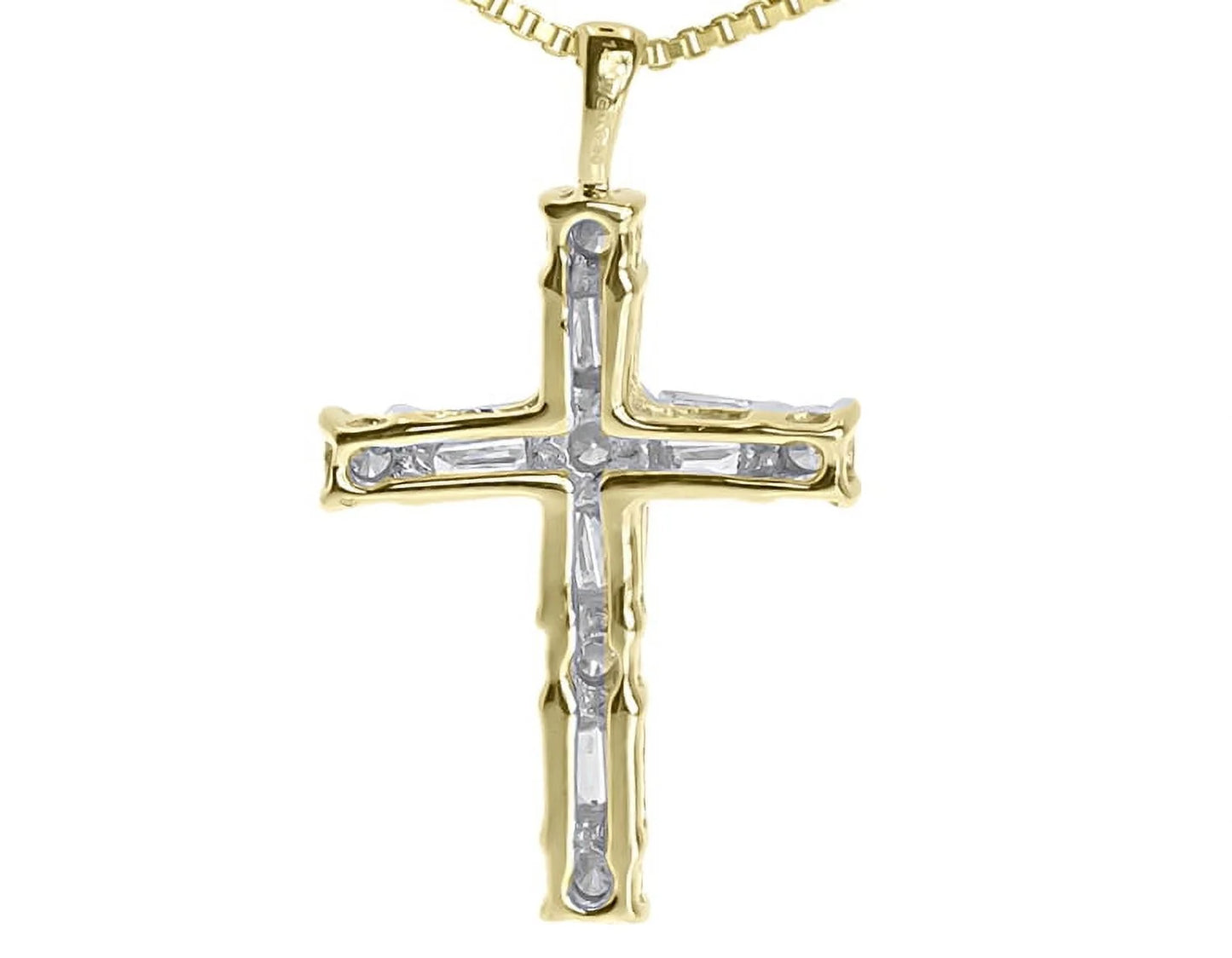 Round Diamond 14k (0.50 Yellow Baguette Gold Cross Mini ct)