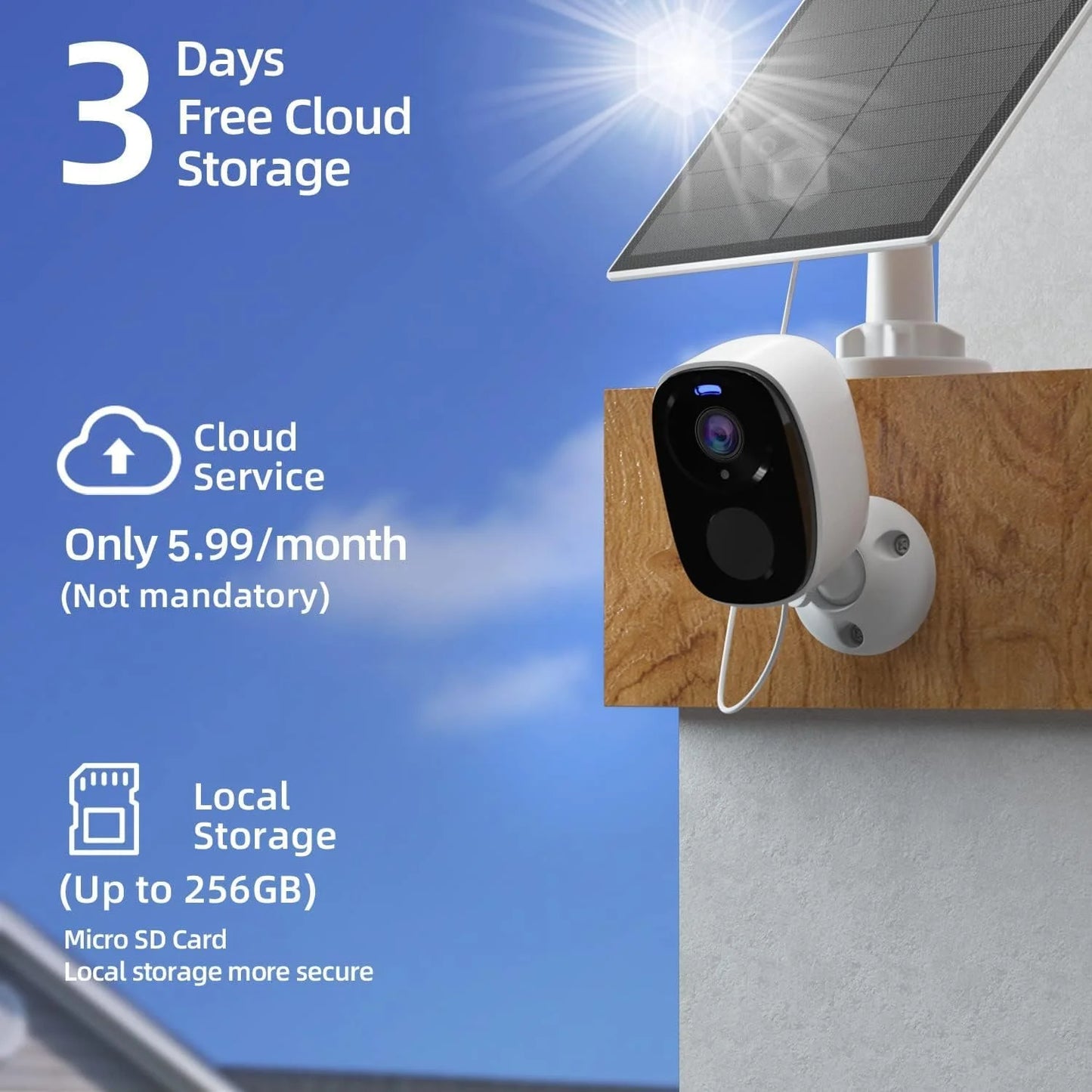 Detection, AI Cameras Home Two-Way Color 2Pack Security with Card/Cloud Home Audio, Vision, Night Security, Camera 2K Storage Solar IP65 Waterproof, SD Wireless Motion Panel Cameras Outdoor with for