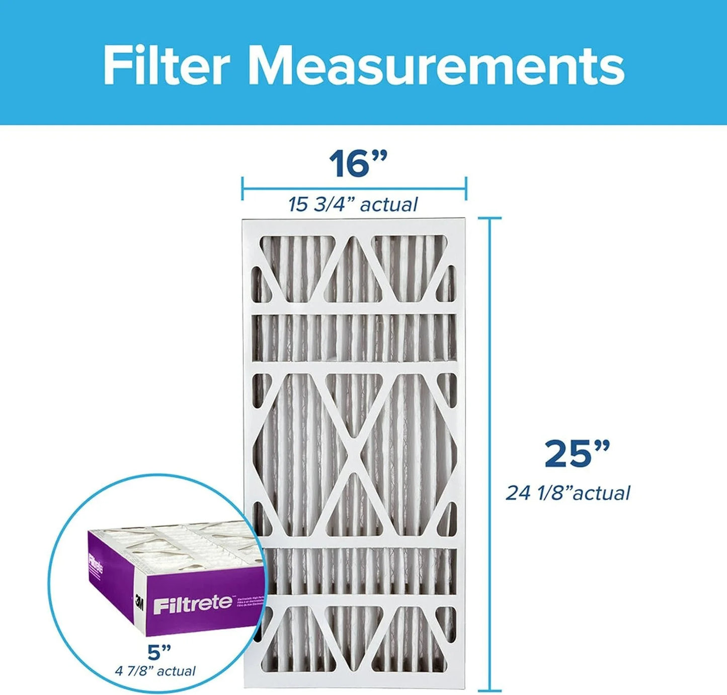 Living DP, 24.13 Allergen Filtrete actual 15.75 Furnace Deep x 4.88 Pleat, dimensions 1-Pack Ultra AC Air Healthy Filter, 16x25x5, 1550 x MPR