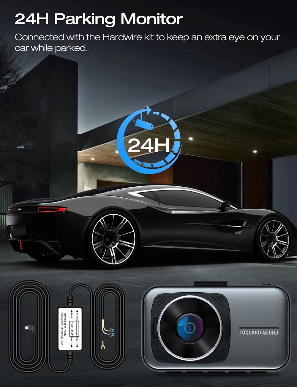 Cam Rear Cars, Support and Dual 256GB 4K+1080P 3" Dash Cam Front Camera with Dash Monitor, Car Dash Parking for