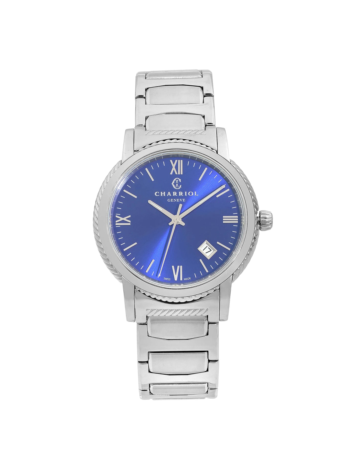 Charriol Stainless Dial P40S2.930.002 Steel 40mm Parisii Mens Quartz Blue Watch