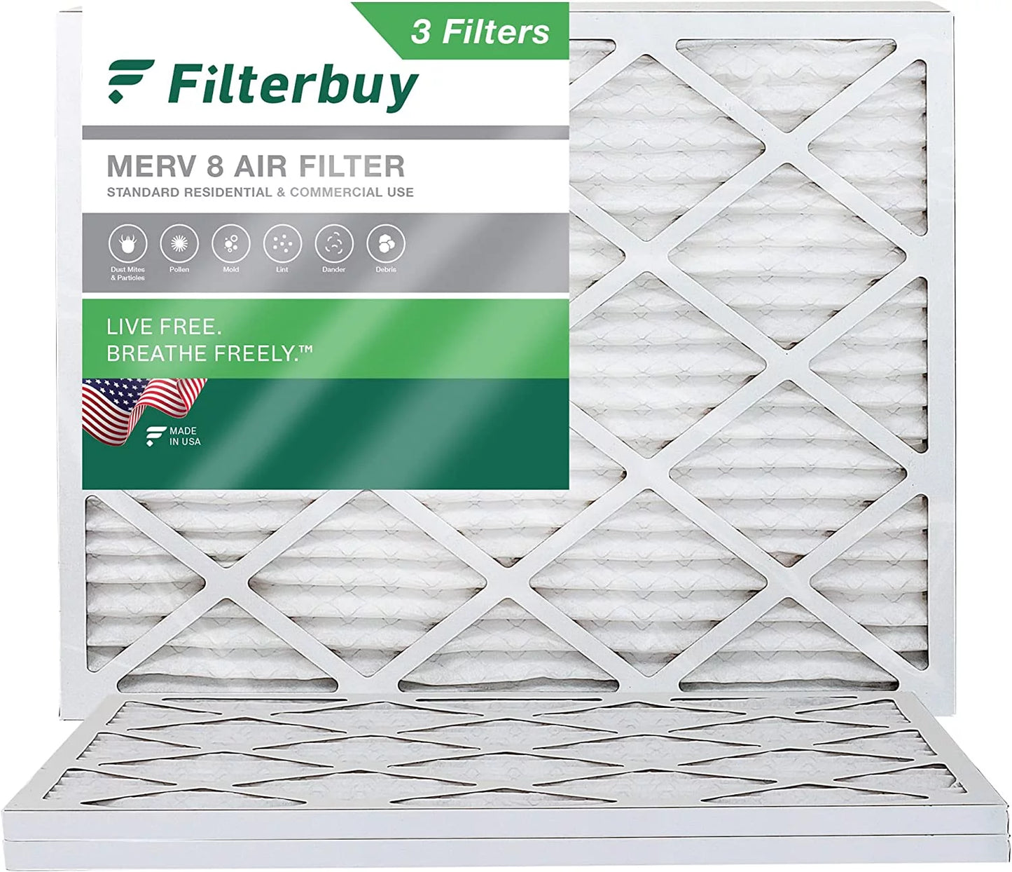 Pleated HVAC Filterbuy 20x27x1 8 Air MERV Furnace (3-Pack) Filters AC