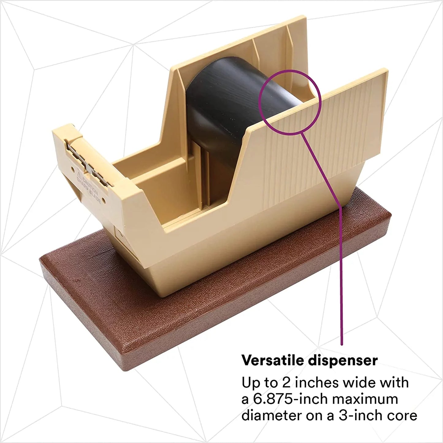 1/Case Weighted Design, Mainline P52w One-Hand Scotch Base, In, Pads, Pull-N-Cut Dispenser Rubber With 2