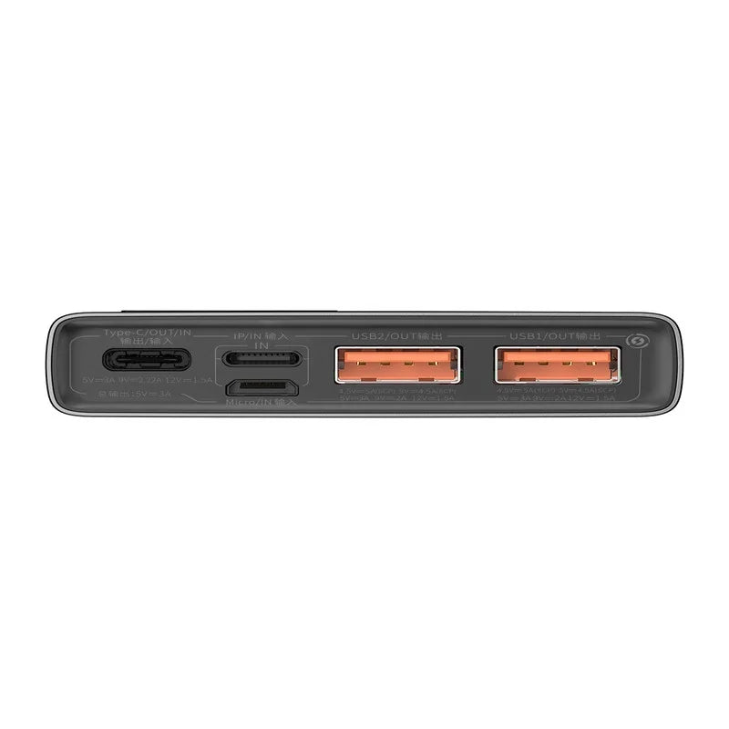 Baseus USB with Dual Pack Power Charging Fast Ports, 22.5W Battery 10000mAh Bank Black Charger Portable