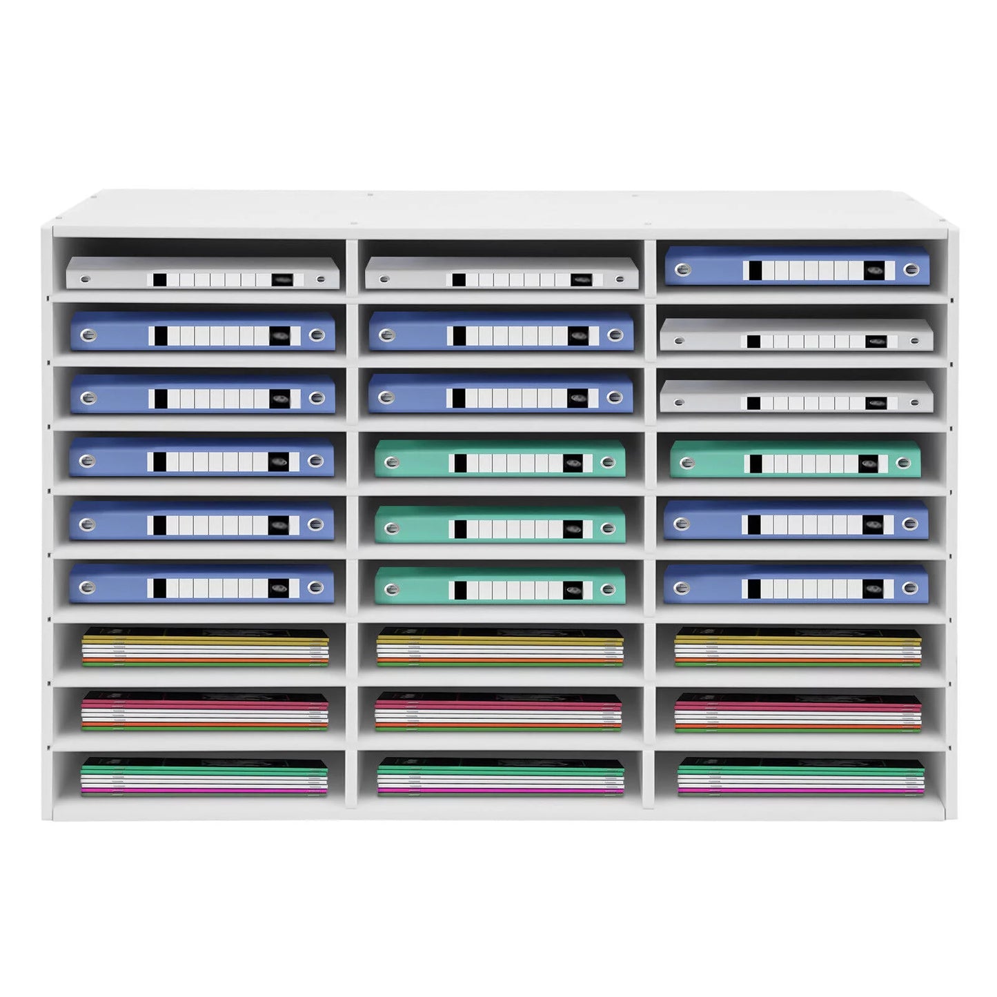 Storage Holder Keepers Rack 27 Mailbox Slots PVC Classroom File White Literature