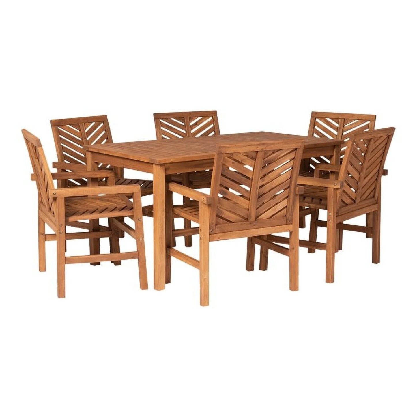 Patio Dining - Outdoor 7-Piece Chevron Vincent Set Brown