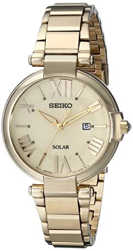 Watch Ladies Seiko SUT176 Solar Dial Gold-tone Champagne