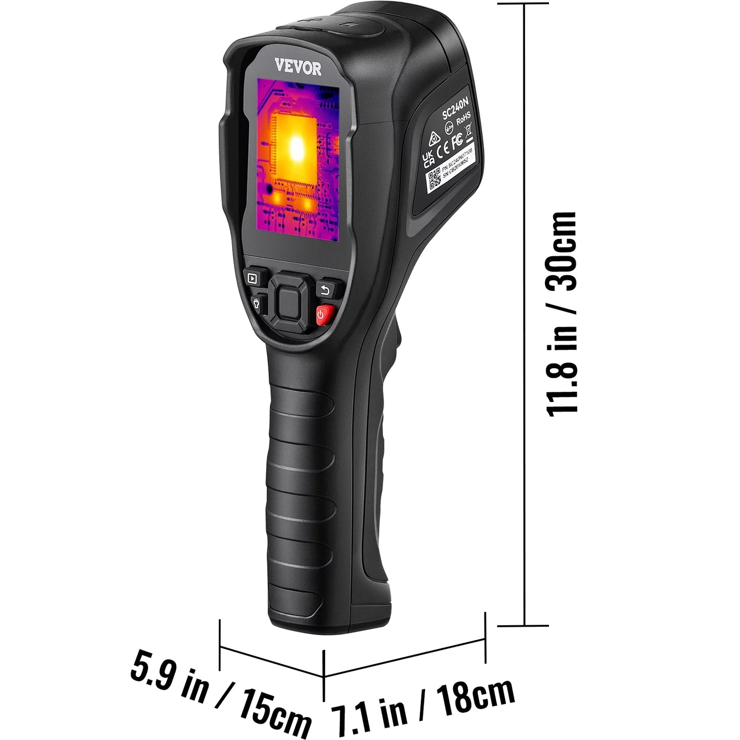 Refresh 20Hz VEVOR SD 16G Temperature Rate Imaging Pixels), -4℉~662℉ (43200 Thermal and Battery Li-ion Camera 240x180 Resolution Camera, Built-in Rechargeable IR with Infrared Range, Card,