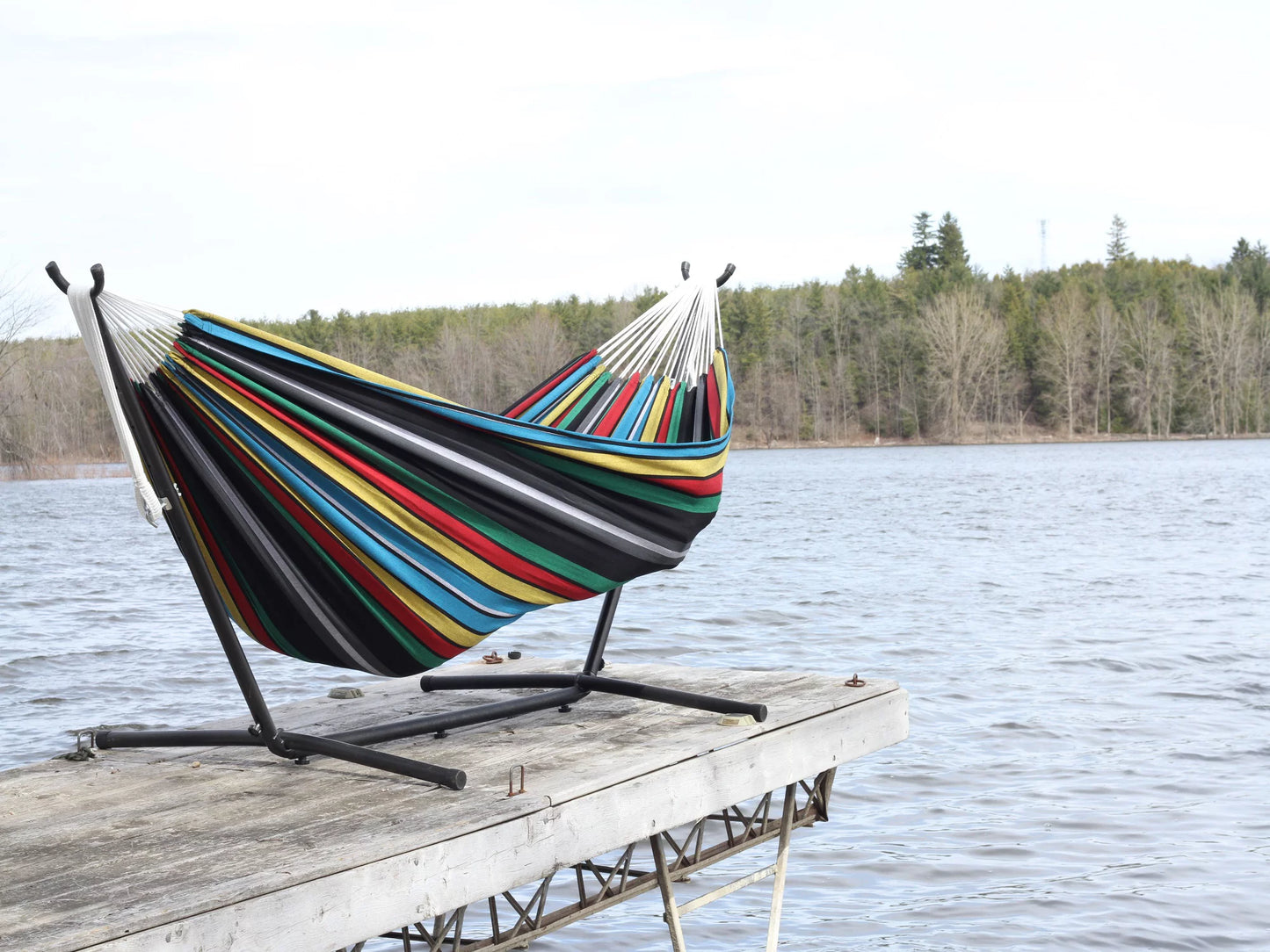 and Blue Hammock Hammock Collection Brazilian with Black 110” Striped The a Hamptons Style Steel