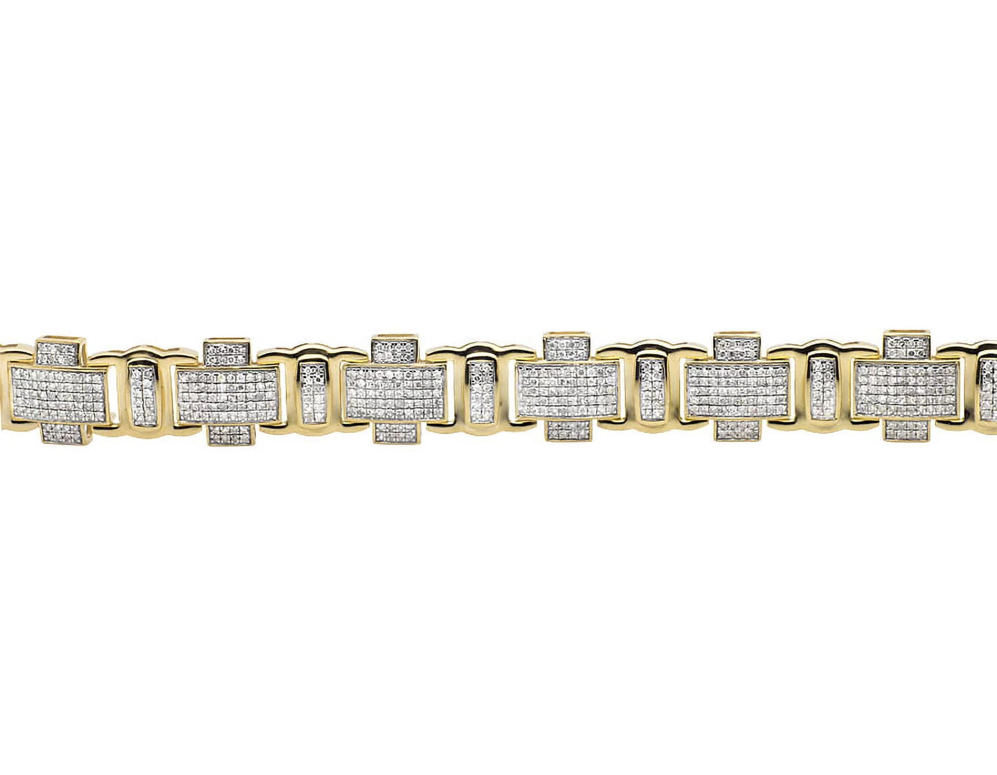 8" Diamond 4.5ct Gold 10K Link Genuine Men's Bracelet Cross Statement Yellow Pave