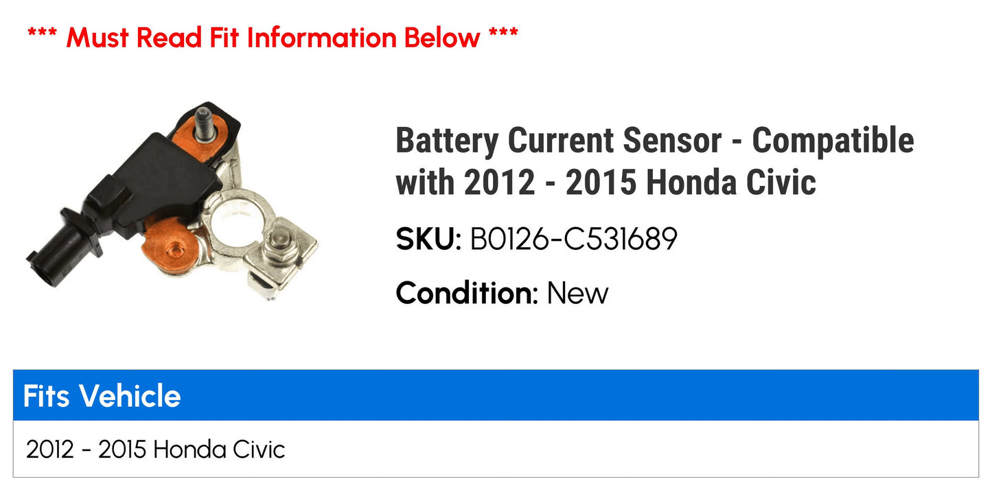 Compatible - 2015 2012 Current 2013 2014 Civic - with Sensor Honda Battery