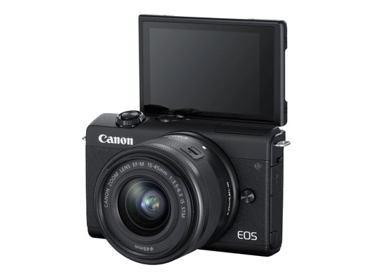 - / - Canon 25 4K camera MP IS fps lens M200 15-45mm Wi-Fi, Digital - 24.1 zoom EF-M 3x black Bluetooth optical - - APS-C - EOS - mirrorless STM -