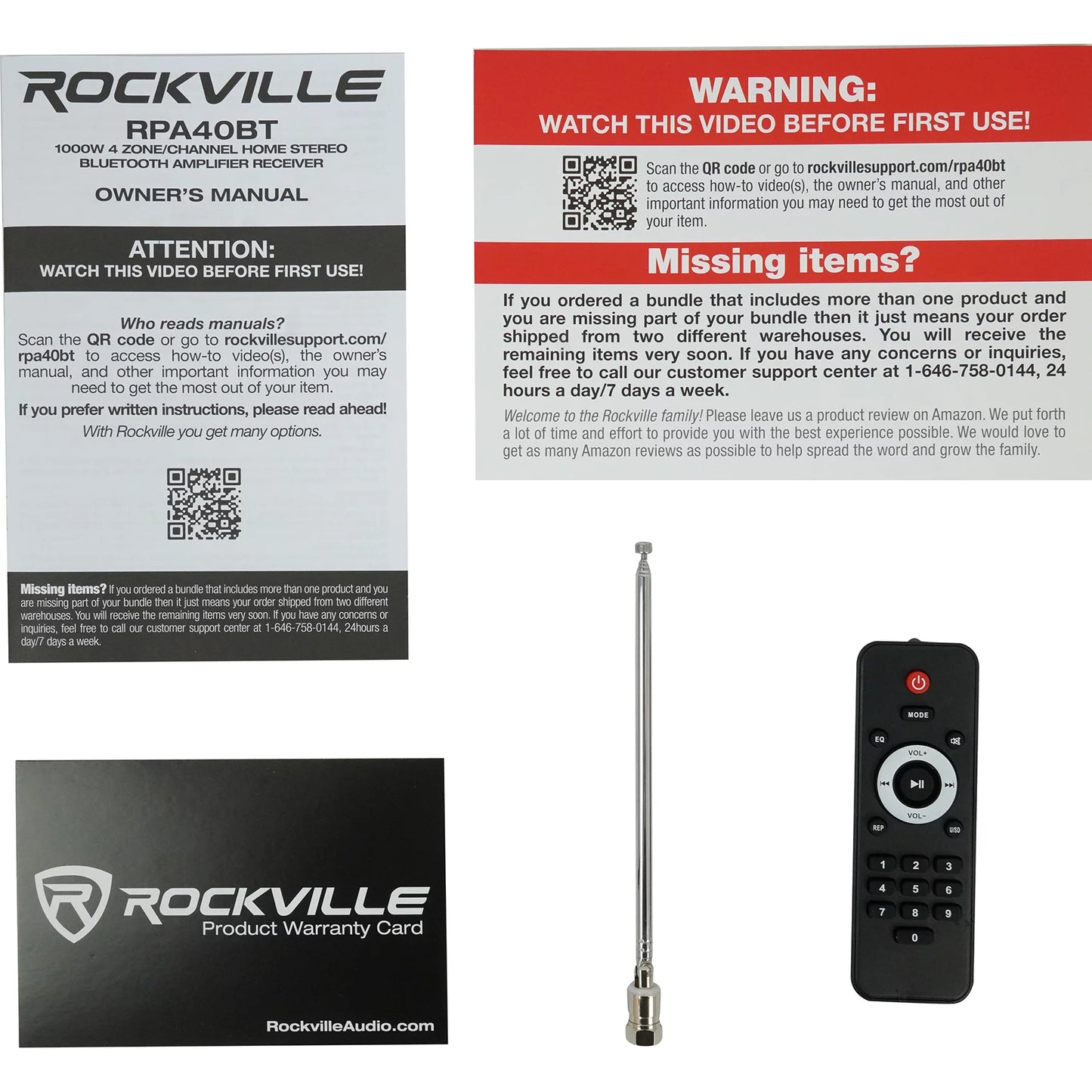 Cube White Home Kit Receiver+(8) Audio Speakers Rockville Wall RPA40BT 4-Room