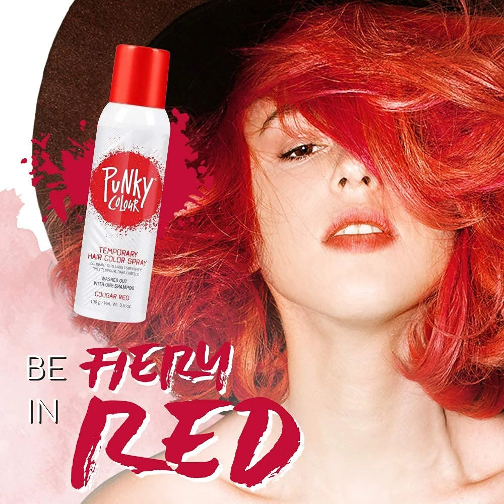 Punky oz, Cougar Dye Color, Instant Spray, Vivid Spray-On Color Hair 1-Pack 3.5 Hair Non-Damaging Red, Hair Temporary