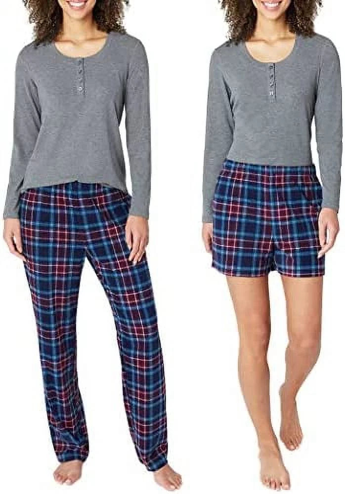 3-Piece Knit (Gray, Large) Bauer Set Pajama Waffle Eddie Women's