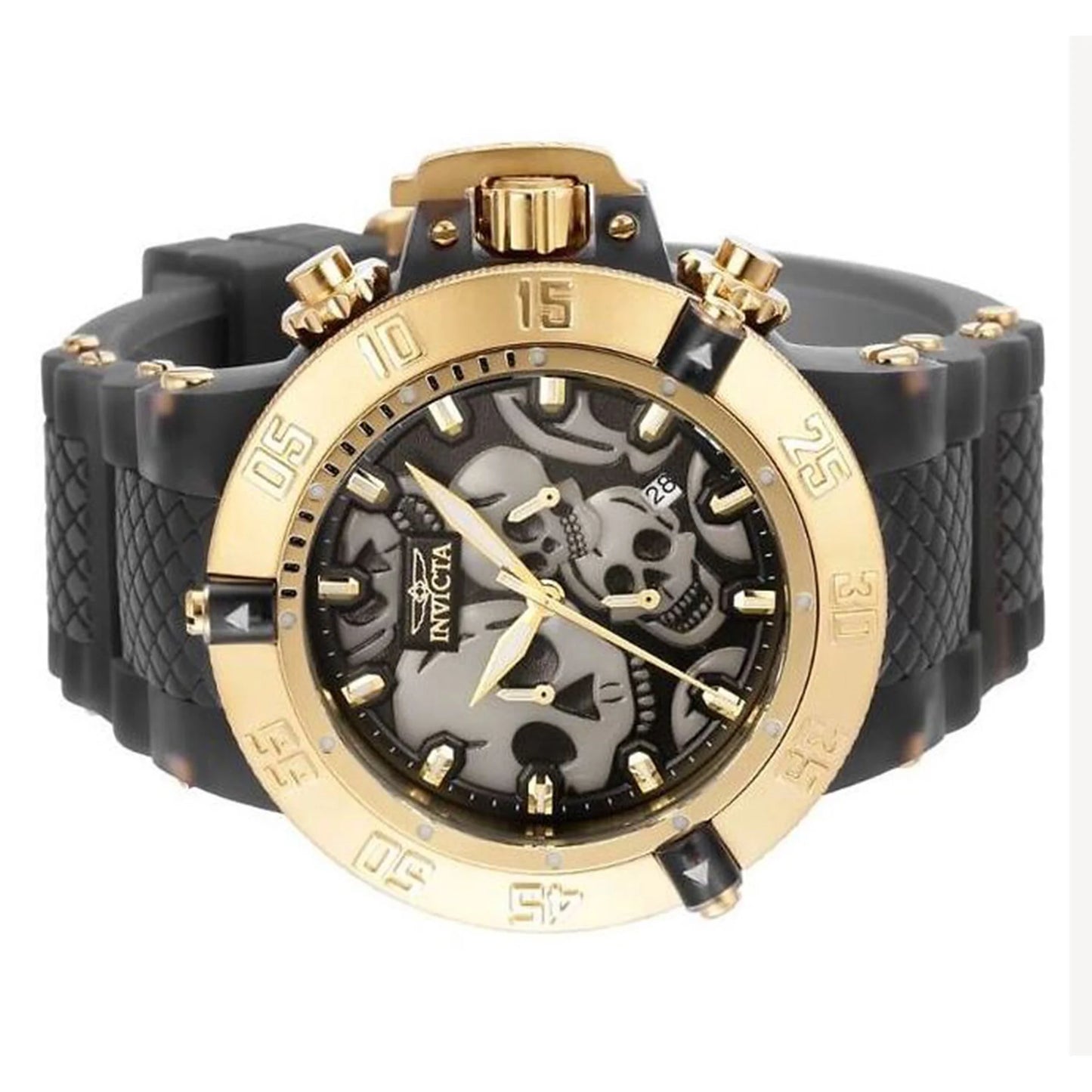 37327 Skull Men's Invicta Dial Black Subaqua Watch Quartz Chronograph