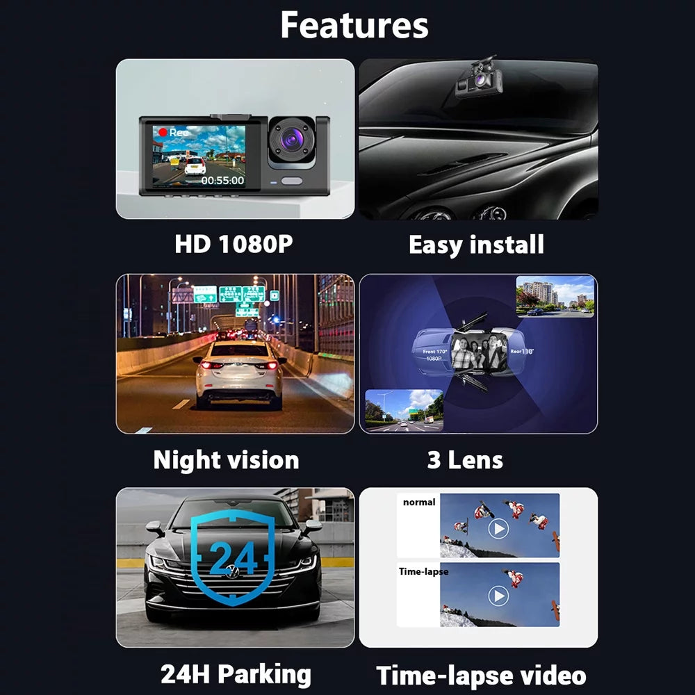 Rearview Dash Cam Recording, Clear Recorder Nebublu for Mirror Multi-Language Driving Safety Car with Auto