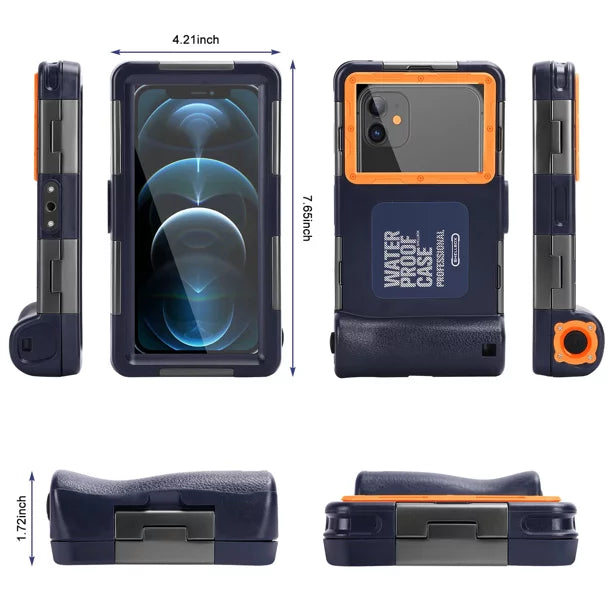 UrbanX Up Protective Swimming all with 5G Phones Lanyard Snorkeling [15m/50ft] 6.9 Waterproof Video Orange Neva Diving Photo And to LCD Surfing Underwater Professional for Inch Case Housing jet