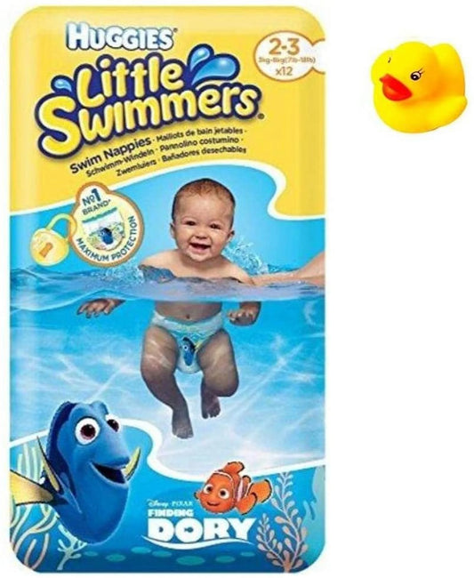 Swimmers Bonus Pool Duckie X-Small Disposable Toy Rubber Swim Little Diapers, 7lb-18lb., - 12-Count