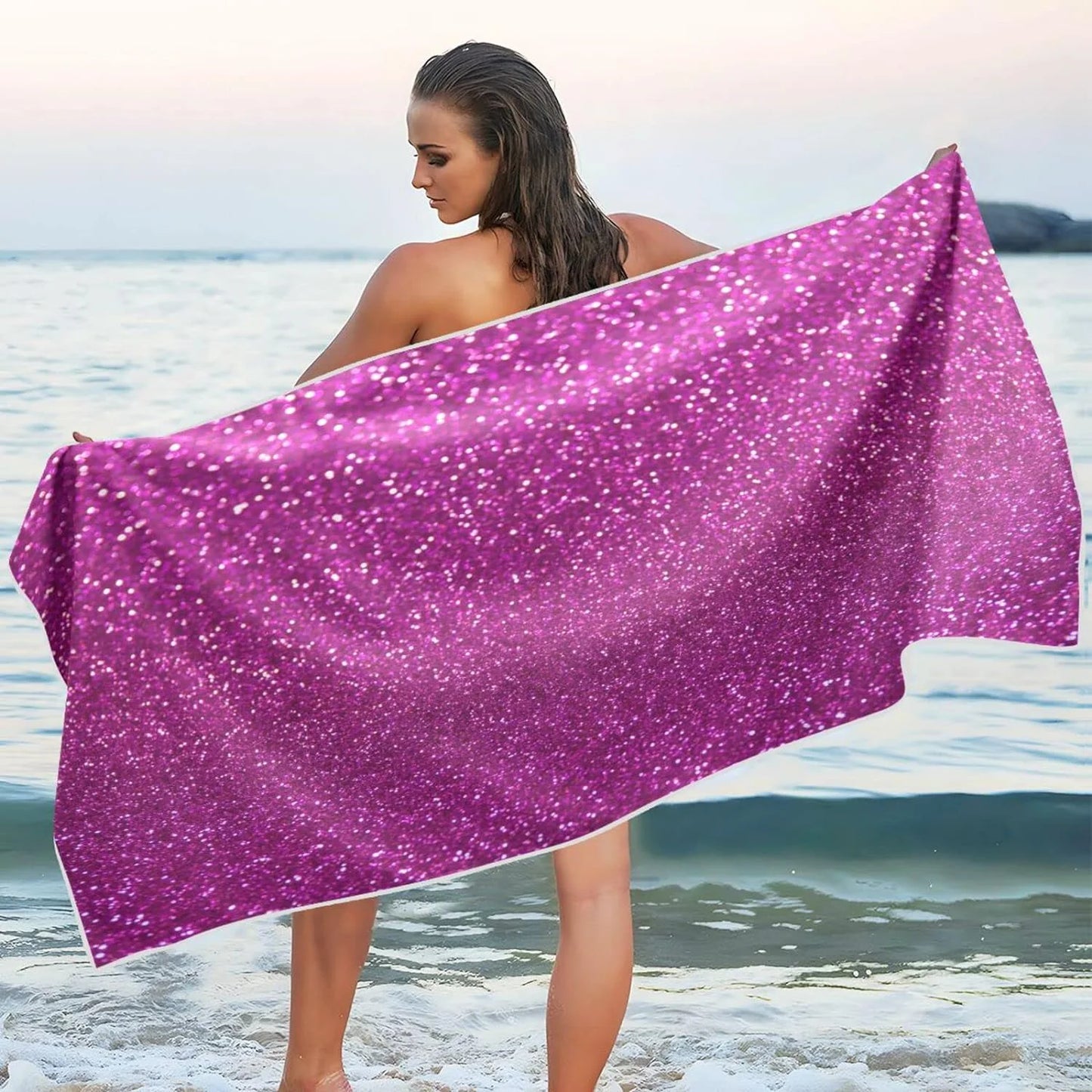 Shower Multipurpose Texture Towel Towel, Swim Oversized Lightweight Bath Dry Sand Towel 30”X60” Pool Free Microfiber Glitter Thin Towel Yoga Beach Quick Blanket, Bestwell