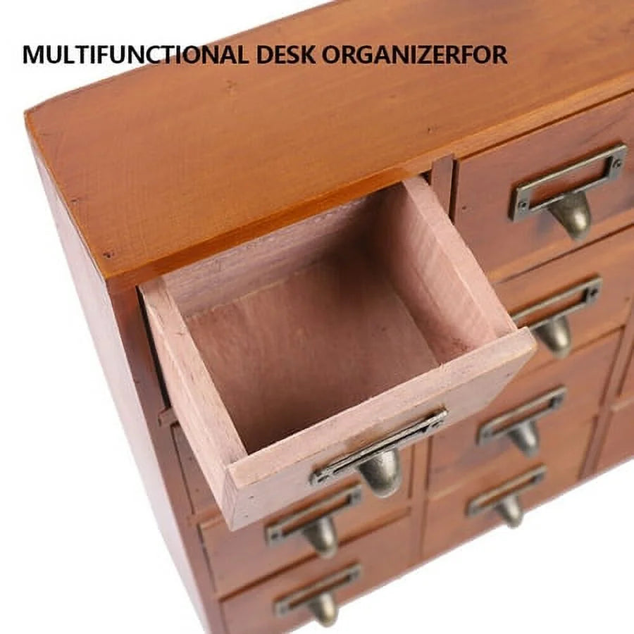 Retro Storage Apothecary Wood Desk Drawer Cabinet Drawers Box 16 Organizer