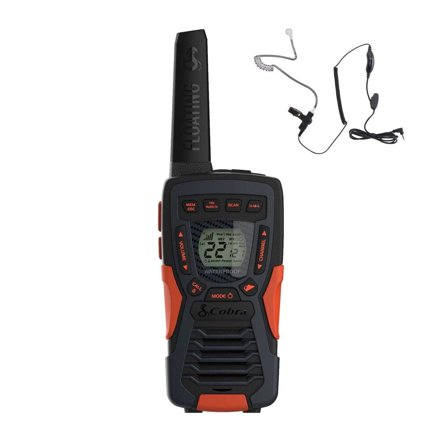 Range Reception Cobra Talkies NOAA Waterproof Surveillance Two-Way (1-Pack) 22 Weather Mile Emergency Radios Channels to Channels Certified IP67 Walkie Ultra-Clear Up UHF/FM Headset With 40 CXT1095